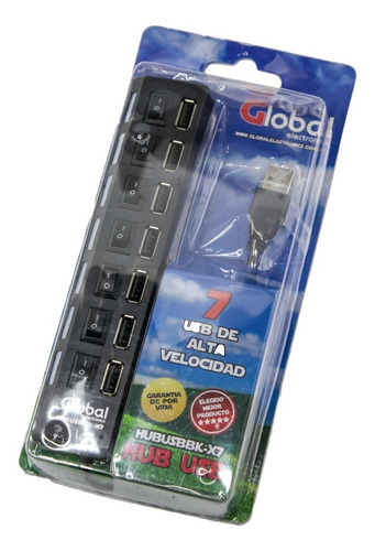 Hub Usb 2.0 1 X 7 Puertos Con Llave Alta Velocidad Gbal Htec