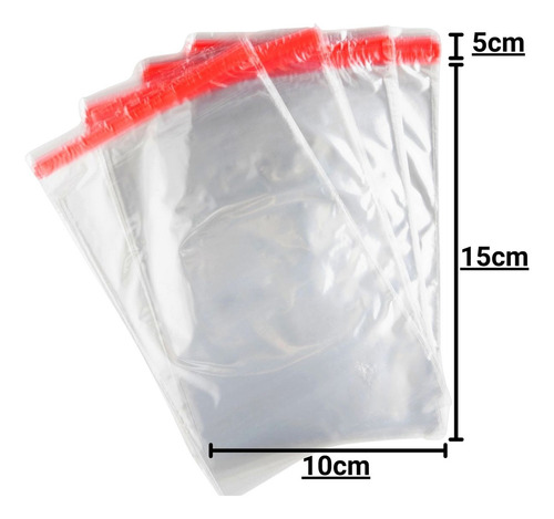 1000un Saco Transparente Brilhoso Com Aba Adesiva 10x15 Bopp