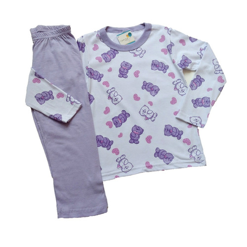 Pijama Infantil Colorido Longo Frio Inverno Menina