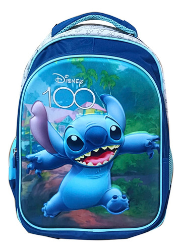 Mochila Stitch 3d - Disney 40 Cm - Vamos A Jugar Color Azul