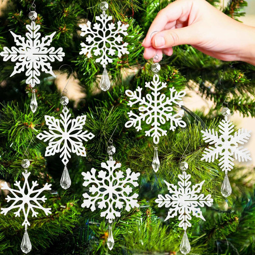 Adorno Copo Nieve Navidad  12 Pieza Plastico Purpurina Para
