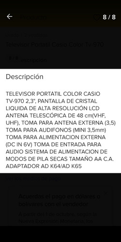 Imagen 5 de 8 de Regalo Televisor Portátil Casio Caja Y Su Manual