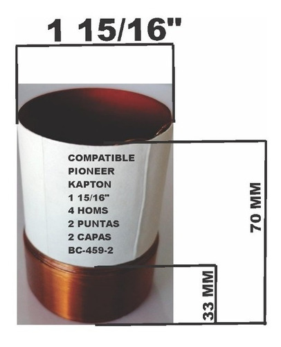 Bobina Para Bocina De Kapton 1 15/16 4 Ohms  Compat Pioner