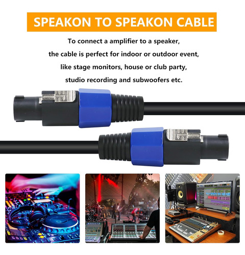 Paquete De 2 Cables Speakon A Speakon Hbu De 10 Pies, 2 P...