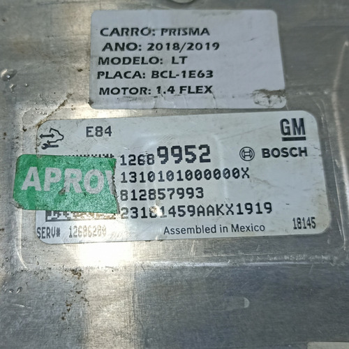 Kit Code Modulo Injecao Gm Prisma Onix 1.4 2018 2019 Usado