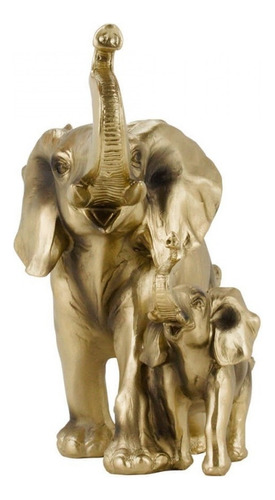 Animales dorados de resina con forma de madre y bebé, 23 cm, color dorado