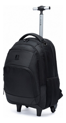 Mochila De Rodinhas Centurion Executiva Resistente Trabalho Cor Preto