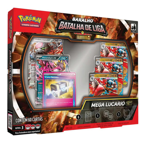Box Pokemon Mega Lucario Ex Batalha De Liga Com 60 Cartas Português