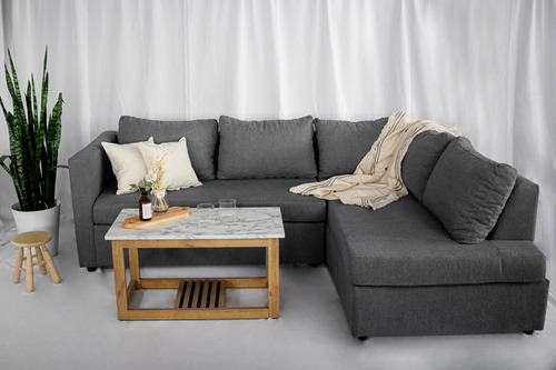 Sillon Esquinero En L Camastro Lino + Mesa Ratona Combo Catalogo En Las Fotos