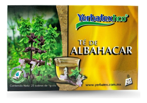 Té De Albahacar Caja Con 25 Sobres De 1 Gr Yerbatex