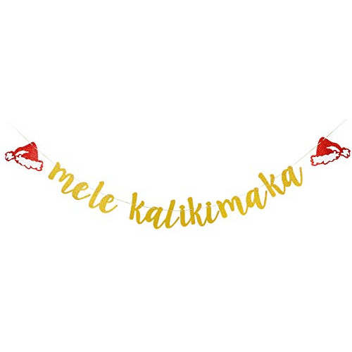 Banner De Mele Kalikimaka Glitter Dorado - Decoraciones...