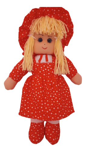 Muñeca Pepona Mediana Vestido Color Rojo.