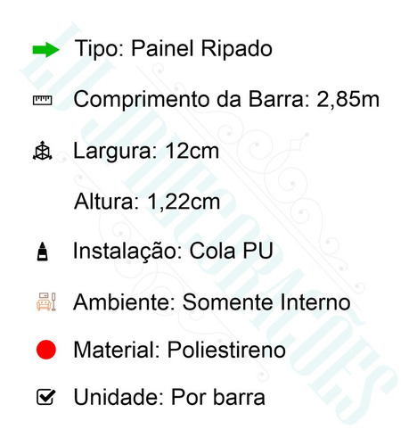 Imagem 3 de 6 de 1 Painel Ripado Decorativo Paris 12,2cmx285cm Paredes Salões
