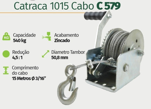 Imagen 2 de 5 de Malacate Nautico - Capacidad: 540 Kg - Largo Cable: 15 Mts