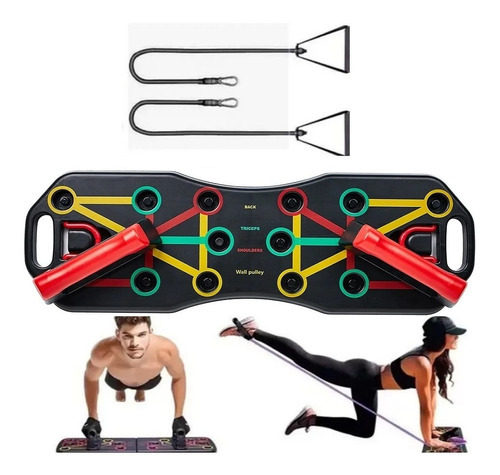 Aparelho Prancha Exercícios Flexão Extensor Elástico Braço Cor Preto