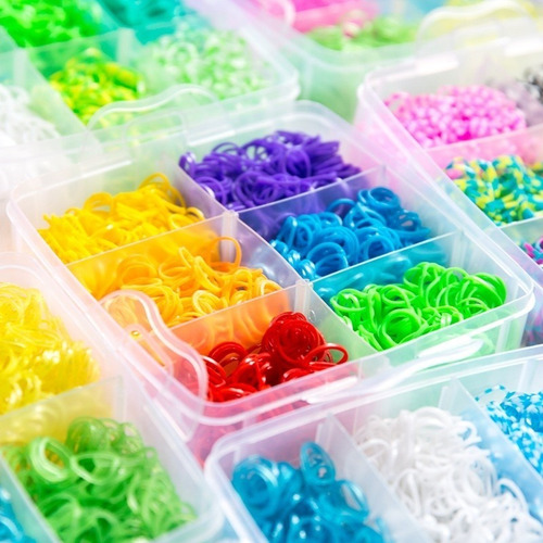 Maleta De Elásticos Coloridos Criativo Rainbow Loom Bands Cor Colorido Desenho Do Tecido Colorido