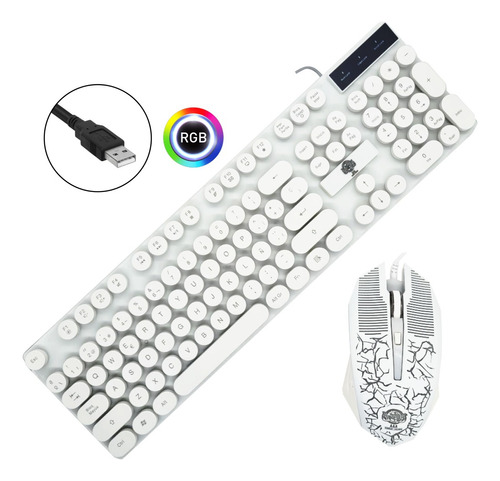 Combo Teclado Y Mouse Alámbrico Usb Retroiluminado Rgb G125 Color del mouse Blanco Color del teclado Blanco