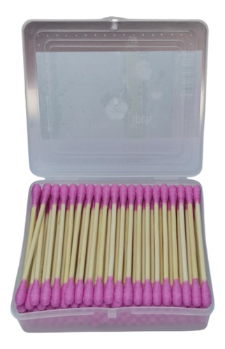 Cotonitos De Algodón Con Varitas De Madera 100pcs Rosados