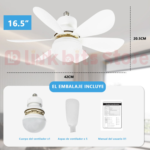 Abanicos De Techo Moderno Con Lampara Led 16.5pulgada 4pzs