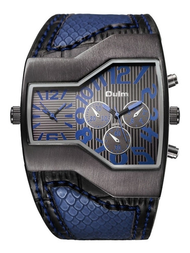 Reloj De Cuarzo Oulm Reloj Con Correa De Doble Zona Horaria