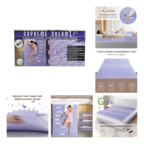 Colchoneta Espuma Viscoelástica Infusión Lavanda Matrimonial