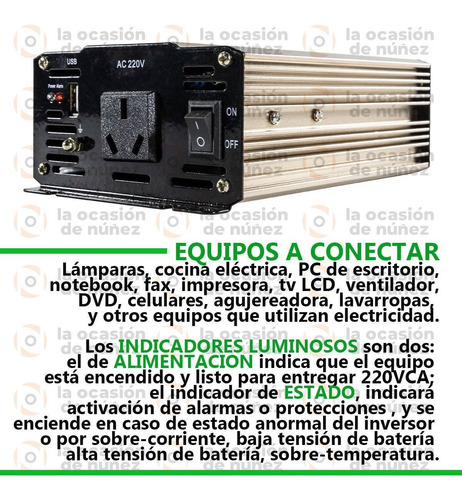 Imagen 5 de 9 de Inversor Conversor De Corriente Probattery 12v A 220v 1000w