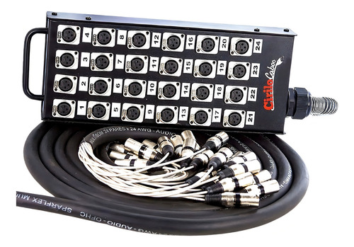 Medusa 24 Vias Montada Conectores Xlr Cirilo Cabos - 5 Mt
