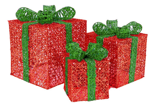 Paquetes De Regalo Alambre Set X 3 Rojo Verde #30754-navidad