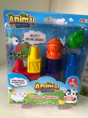 Imagen 3 de 7 de Crayones Apilables Animales De La Granja Kreker