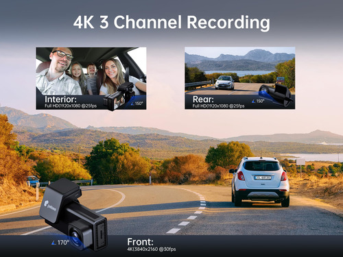 Dash Cam Pelsee P2 Trio 4k, 3 Canales, Wifi Frontal/trasera/