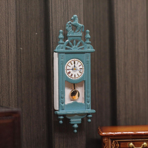 Reloj De Pared Para Casa De Muñecas 1/12, Reloj Azul
