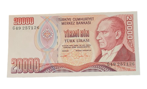Billetes Mundiales : Turquia 20000 Liras  1995