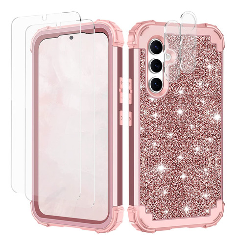 Funda Rosa C/glitter P/samsung Galaxy A54 2023 + Protector