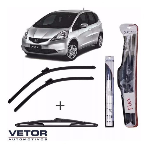 Kit Palheta Honda New Fit 09 À 14 Dianteira + Traseira Vto