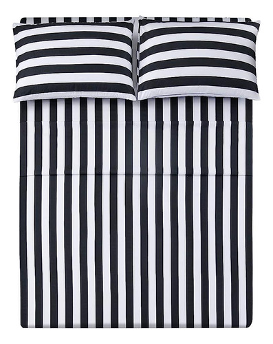 Mejor Temporada Queen Size Stripe Sheet Set-4 Piezas Super S