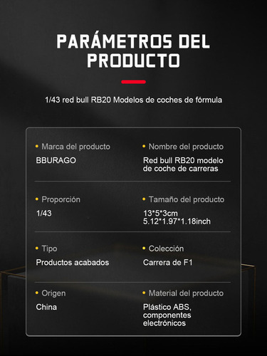 . Bburago 2024 1:43 F1 Redbull Rb20 #11 Checa Pérez Modelo