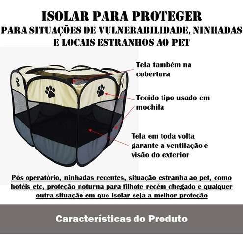Imagem 2 de 6 de Cercado Fechado Nylon Cachorro Gato Pós Cirúrgico Viagem