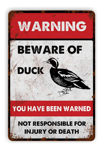 Letrero Advertencia Texto Ingl «warning Beware Of Duck You