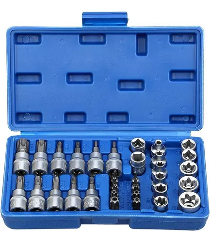 Juego De Dados Y Puntas 3/8 Torx, 34 Pz, Hembra Y Macho