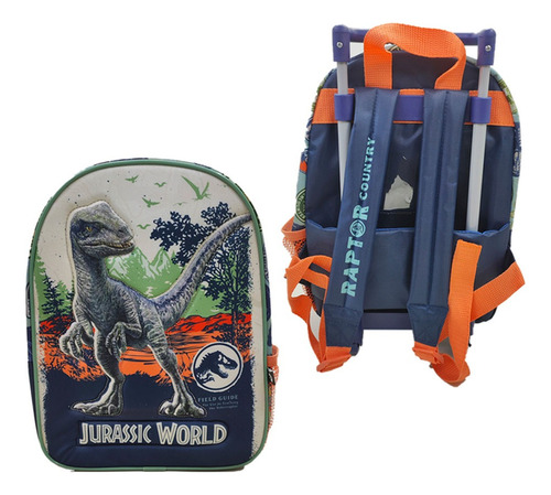 Mochila jurassic blue line con carro 12