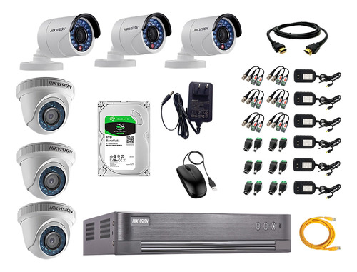 Kit 6 Camaras De Seguridad Hikvision Hd Completo P2p