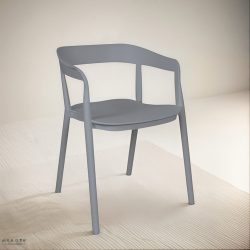 Silla Evoque De Comedor Cocina Con Apoyabrazos De Plástico Reforzado Apilable Color De La Estructura Gris Marca Makom