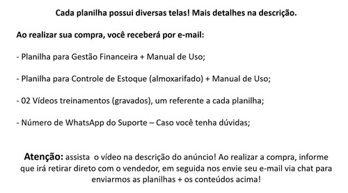 Pacote Planilha Fluxo De Caixa E Estoque Almoxarifado
