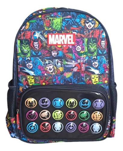 Mochila Escolar Marvel Botones Avengers Bolso Morral