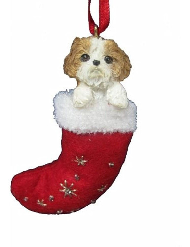 Shih Tzu Ornamento De Navidad Con Santas Little Pals Detalle