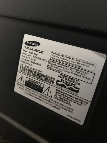 Tv Samsung 42 Plasma Pl42c450b1 - Peças Ok - Tela Quebrada