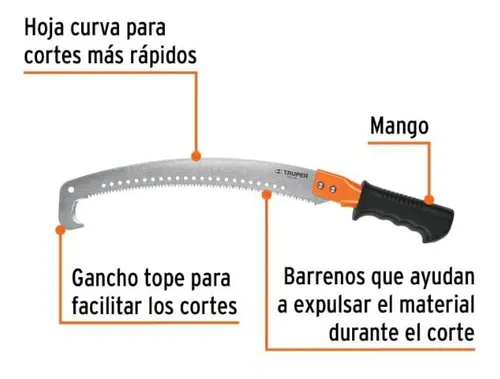 Serrucho De Poda Con Gancho Cuchilla Curva Truper 16 Pul.