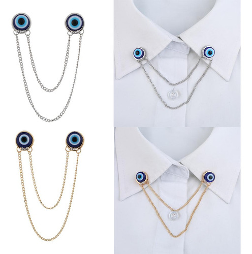 2 Uds Trajes De Hombre Ojos Azules Borla Cadenas Camisa