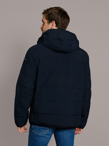 Parka Con Gorro Stretch Azul Calvin Klein