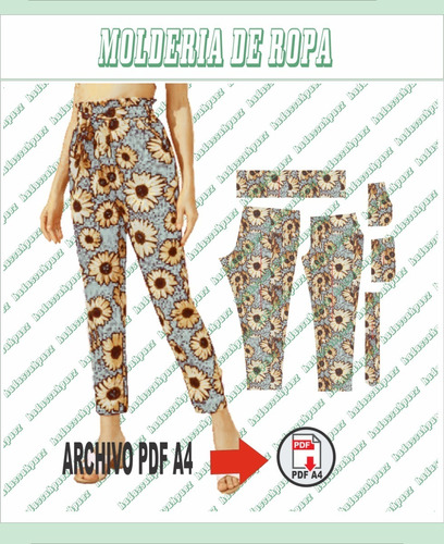 Molderia Imprimible Pdf A4 Pantalon Mujer Cintura Con Volado